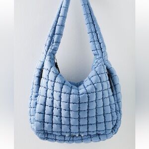 Free People Quilted Carryall Bag Dusty Blue One Size perfect condition